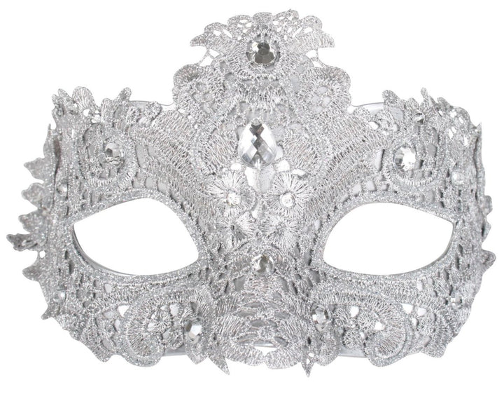 Crystal Lace Eye Mask - Silver - Everything Party