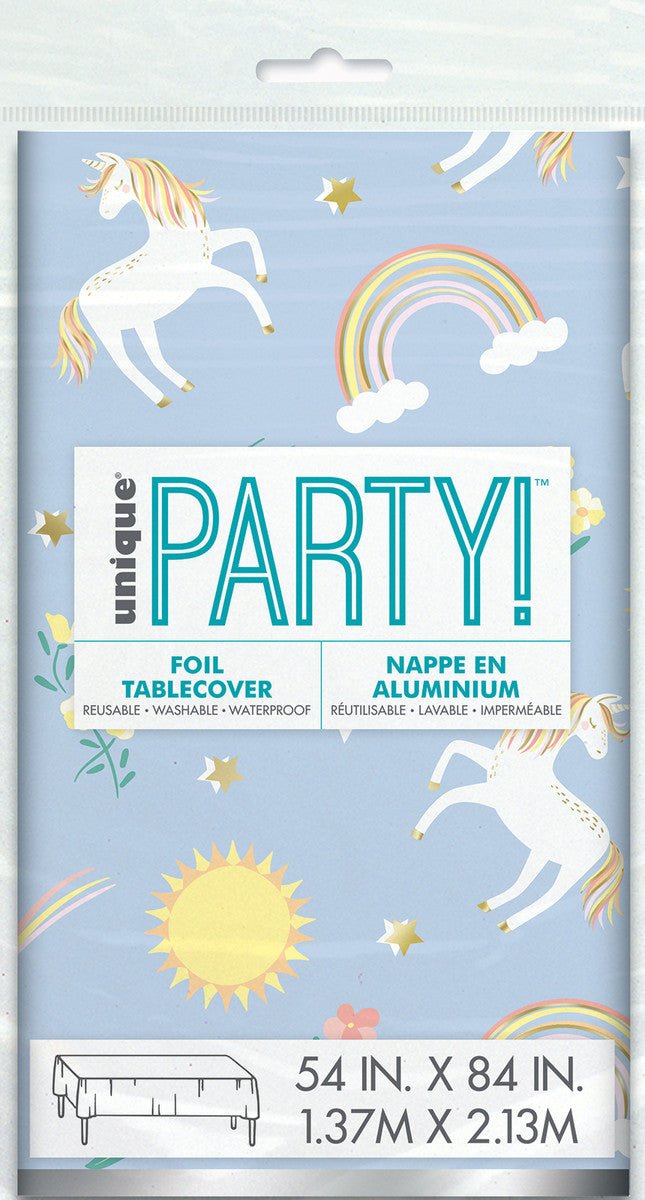 Dainty Unicorn Foil Stamped Rectangle Tablecover - Everything Party