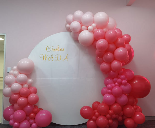 Dance Studio Balloon Garland on 2m White Acrylic Backdrop - Everything Party