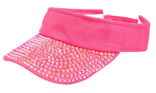 Deluxe Hot Pink Rhinestone Sun Visor - Everything Party