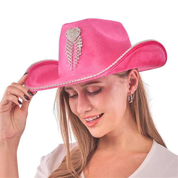 Deluxe Jeweled Festival Pink Cowgirl Hat - Everything Party