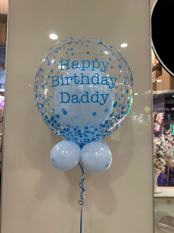 Double Bubble Blue Birthday Balloon Arrangement with Writing - Everything Party