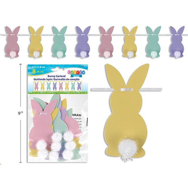 Easter Bunny Garland – 1.8m Banner | 8 Pack with Pom - Pom Tails - Everything Party