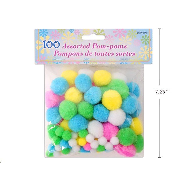 Easter Craft Pom - Pom Assortment – 100pcs | Soft & Colorful DIY Supplies - Everything Party