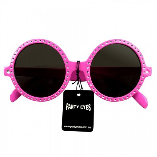 Elton John Style Pink Diamante Circle Party Glasses - Everything Party