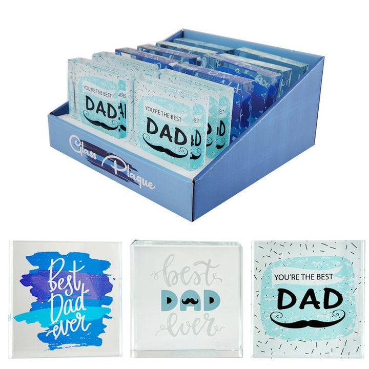 Father’s Day Glass Paperweight – 8x8cm Square Keepsake Gift - Everything Party
