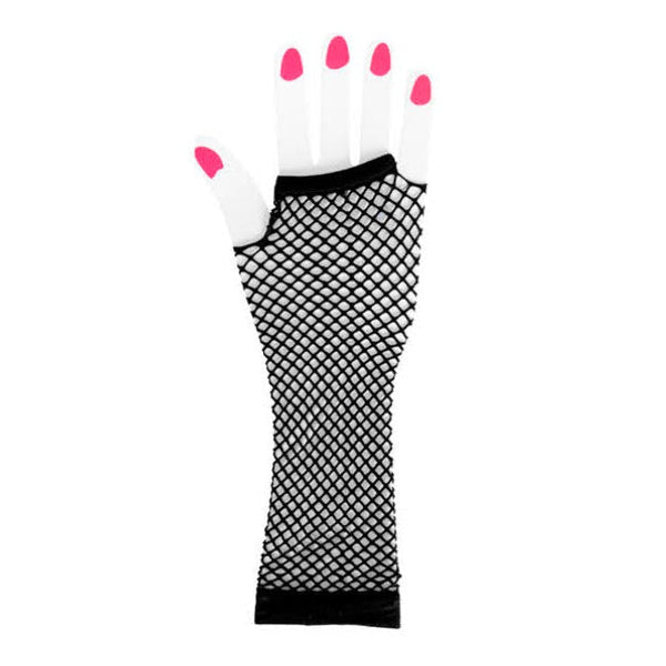 Fishnet Fingerless Long Gloves - Black - Everything Party
