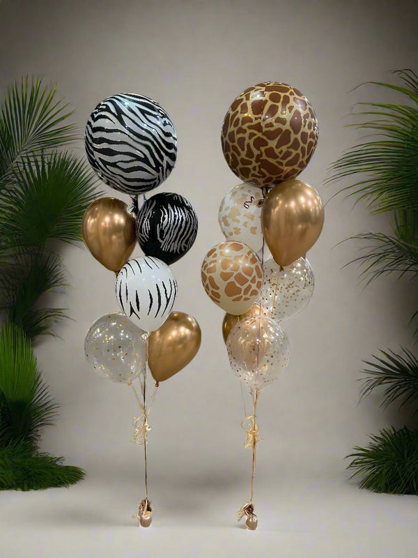 Giraffe and Zebra Animal Theme Helium Balloon Arrangement - Everything Party