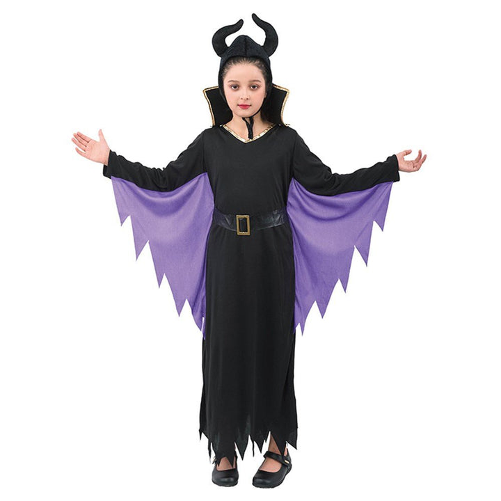 Girl Evil Fairy Costume – Includes Dress with Cape, Hat, Belt & Collar - Everything Party