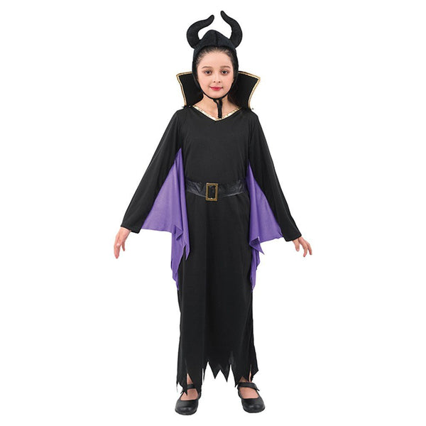 Girl Evil Fairy Costume – Includes Dress with Cape, Hat, Belt & Collar - Everything Party
