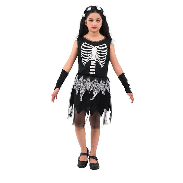 Girl Skeleton Dress Costume – Includes Dress, Headband & Wristbands - Everything Party