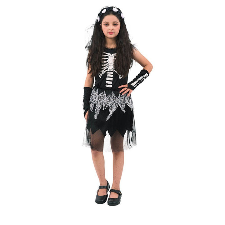 Girl Skeleton Dress Costume – Includes Dress, Headband & Wristbands - Everything Party
