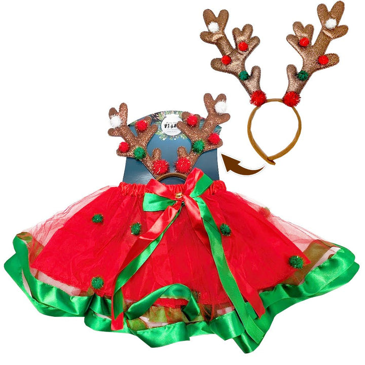 Girls Christmas Tutu and Reindeer Headband set - Everything Party