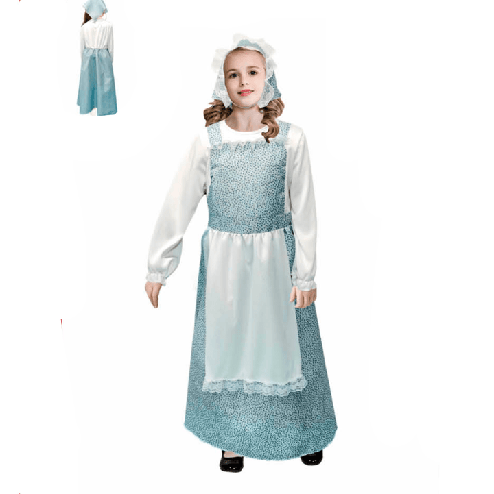 Girls Colonial Pioneer Old Lady Costume – Historical Dress - Up Outfit - Everything Party