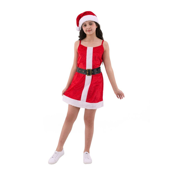 Girls Santa Dress – Red & White Christmas Outfit - Everything Party