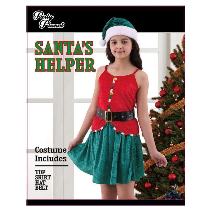 Girls Santa Helper Elf Costume – Red & Green Christmas Outfit - Everything Party