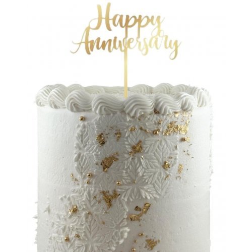 Gold Acrylic Mirror Cake Topper - Happy Anniversary - Everything Party