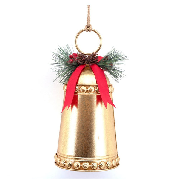 Gold Metal Christmas Bell with Pine & Berry Detail - Everything Party