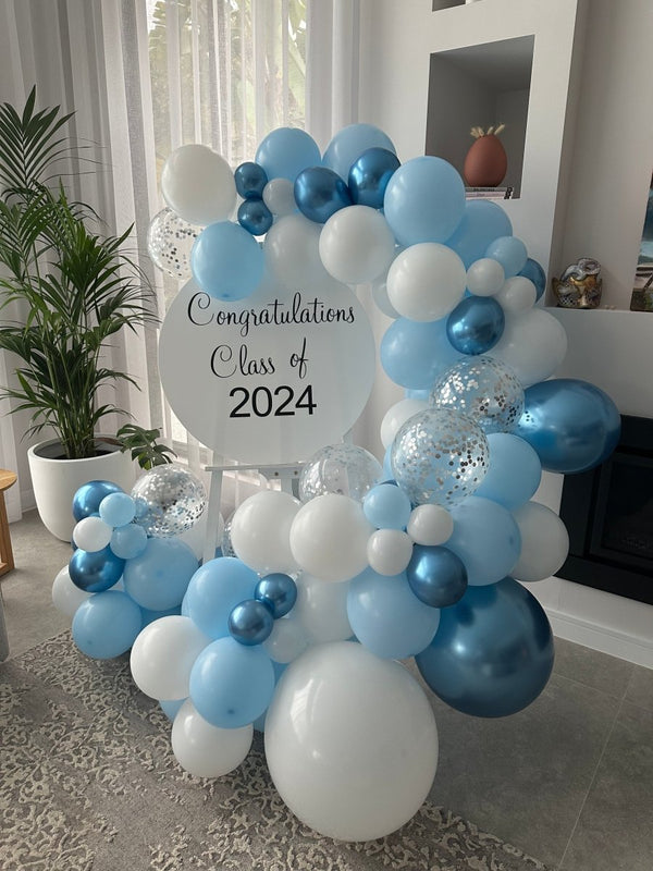 Graduation Formal Balloon Garland on Easel with Acrylic Board with Writing - Everything Party