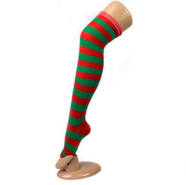 Green & Red Stripe Over the Knee Socks - Everything Party