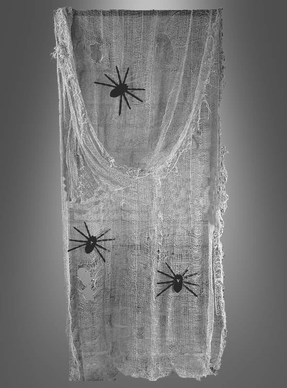 Grey Halloween Gauze Decoration with Spiders - Everything Party