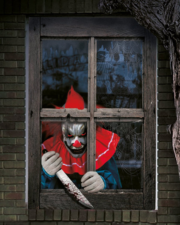 Halloween Fake Window Scary Clown Wall Decoration - Everything Party
