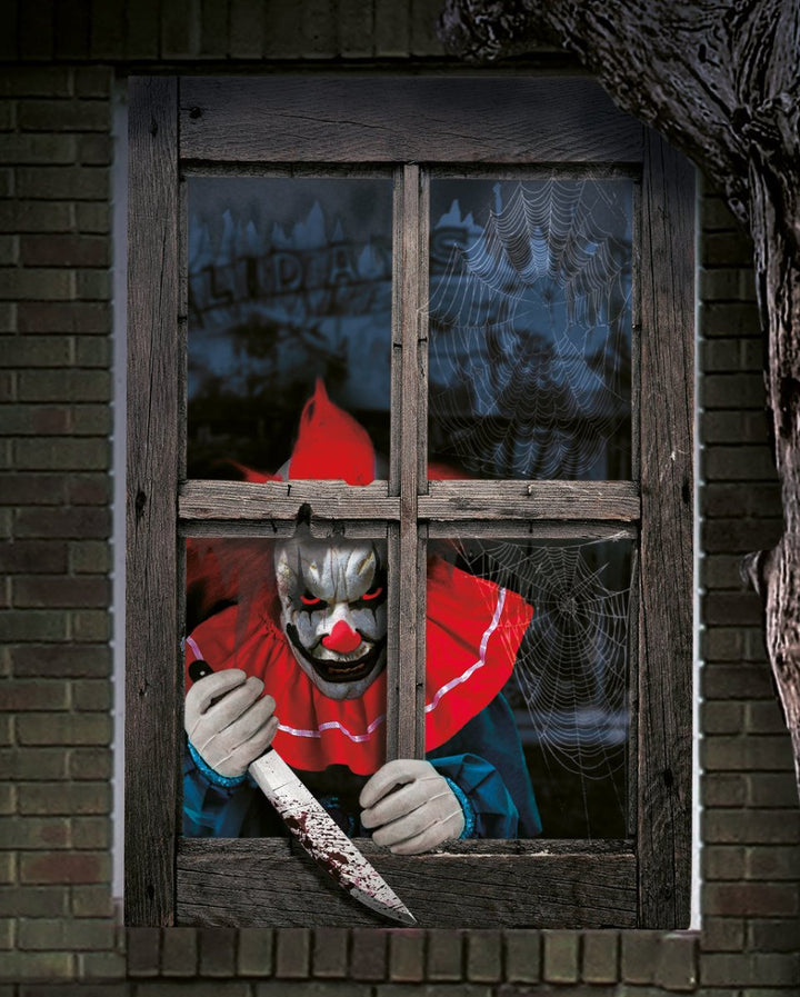 Halloween Fake Window Scary Clown Wall Decoration - Everything Party