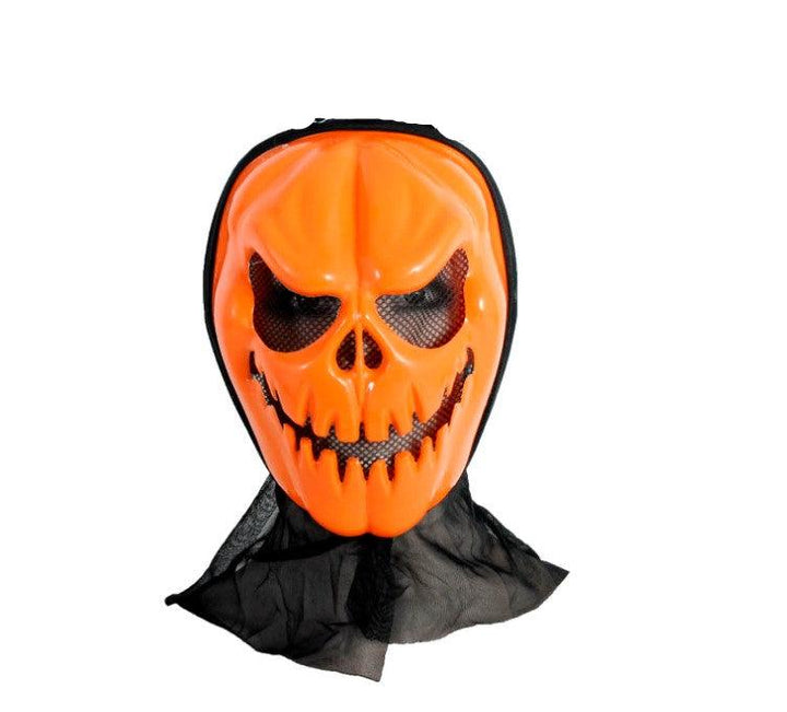 Halloween Orange Pumpkin Killer Skull Mask with Hood - Everything Party