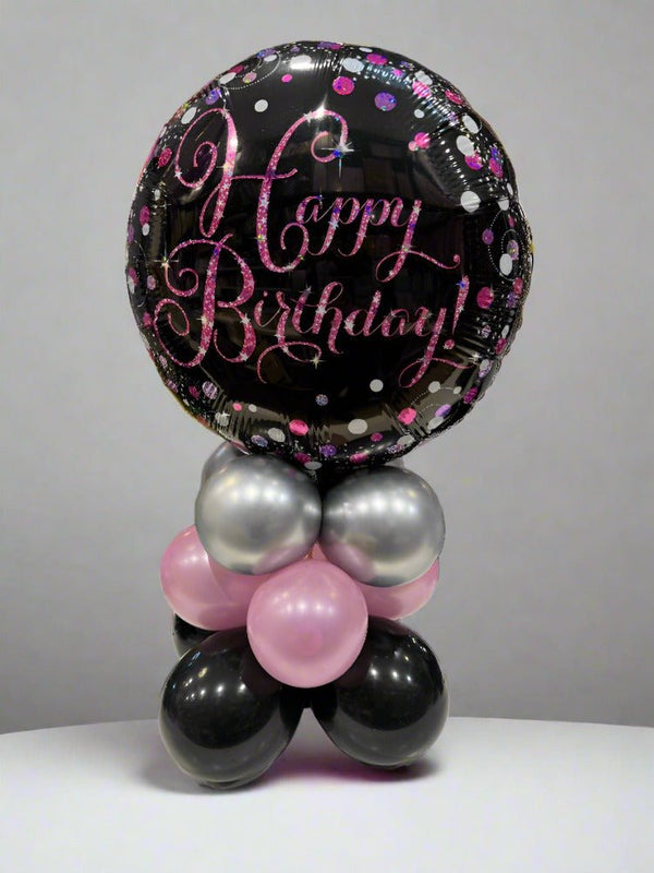 Happy Birthday Black Purple Table Balloon Arrangement - Everything Party