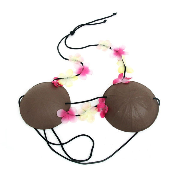 Hawaii Party Coconut Bra with Flower Lei Strap - Everything Party