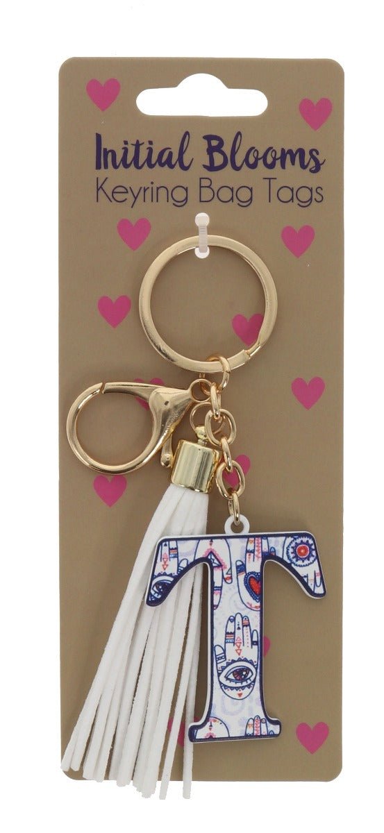 Initial Blooms Letter Keyring – Floral Tassel Bag Tag - Everything Party
