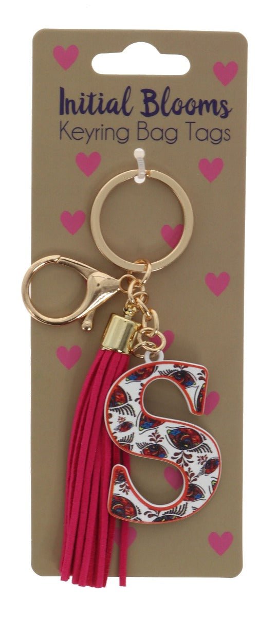 Initial Blooms Letter Keyring – Floral Tassel Bag Tag - Everything Party