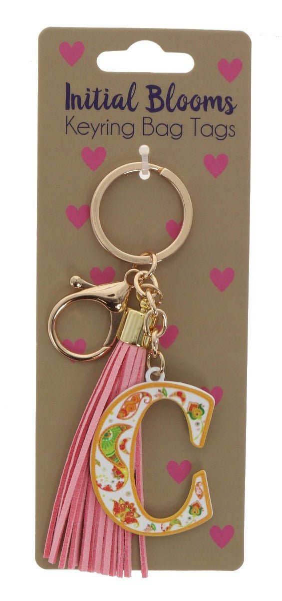 Initial Blooms Letter Keyring – Floral Tassel Bag Tag - Everything Party