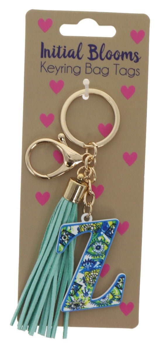 Initial Blooms Letter Keyring – Floral Tassel Bag Tag - Everything Party