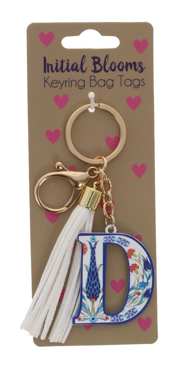 Initial Blooms Letter Keyring – Floral Tassel Bag Tag - Everything Party