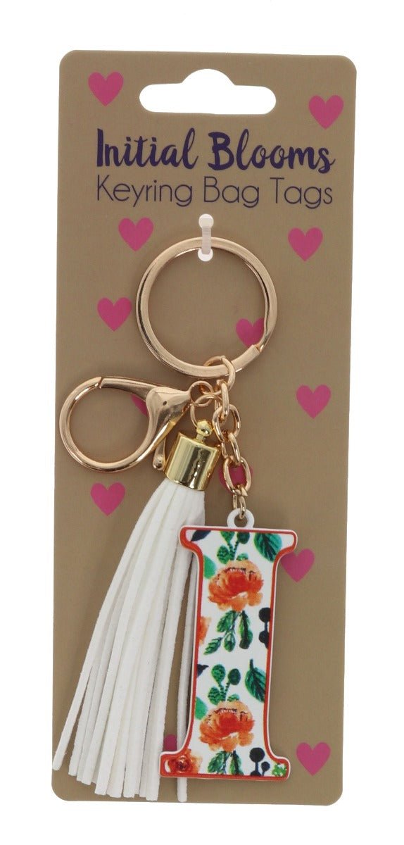 Initial Blooms Letter Keyring – Floral Tassel Bag Tag - Everything Party