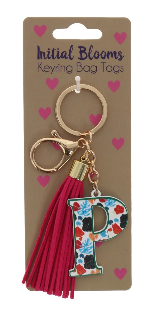 Initial Blooms Letter Keyring – Floral Tassel Bag Tag - Everything Party