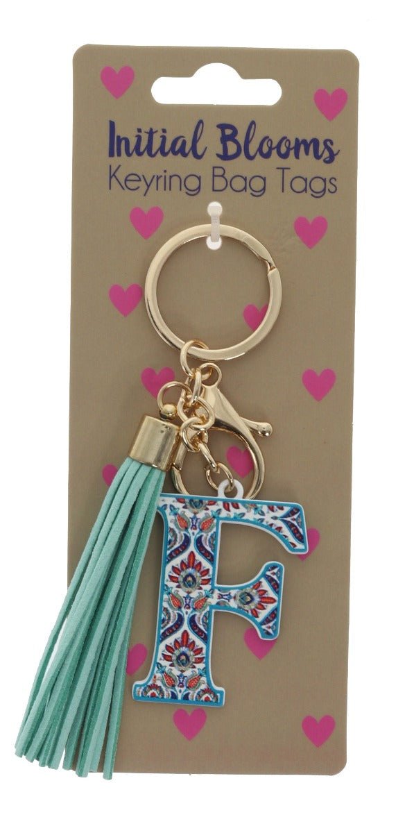 Initial Blooms Letter Keyring – Floral Tassel Bag Tag - Everything Party