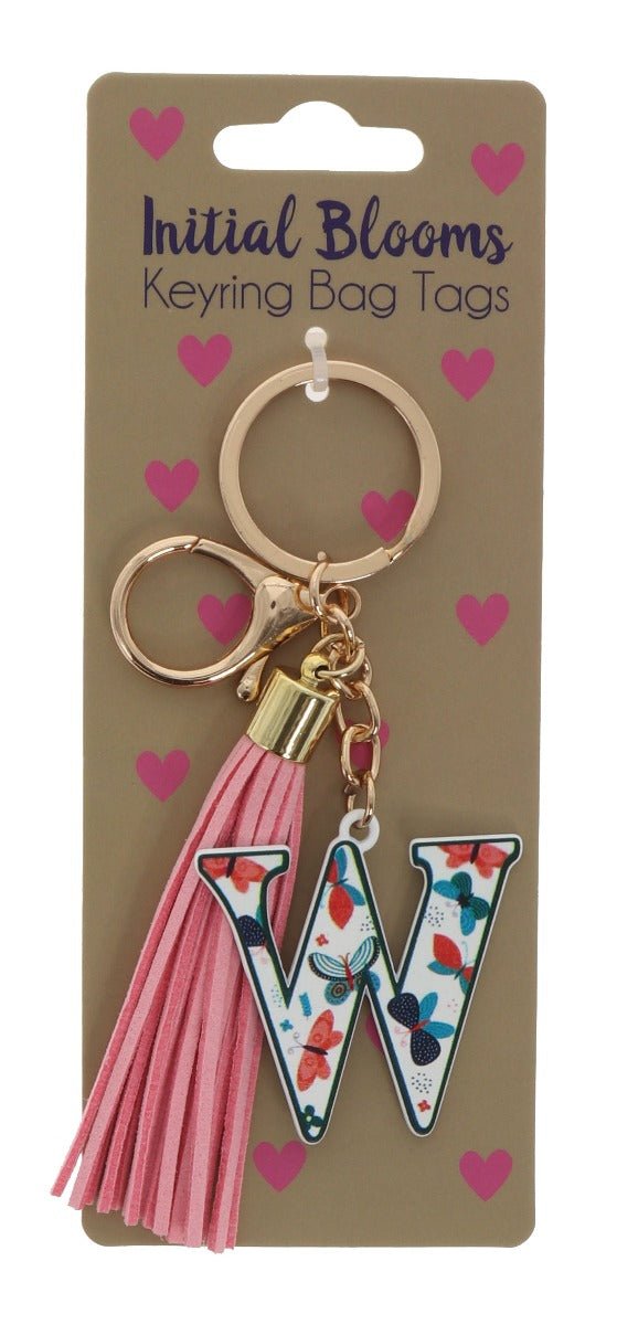 Initial Blooms Letter Keyring – Floral Tassel Bag Tag - Everything Party