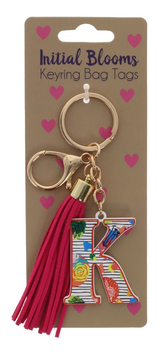 Initial Blooms Letter Keyring – Floral Tassel Bag Tag - Everything Party