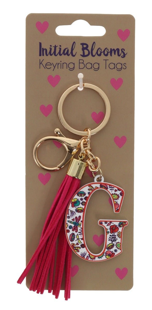 Initial Blooms Letter Keyring – Floral Tassel Bag Tag - Everything Party