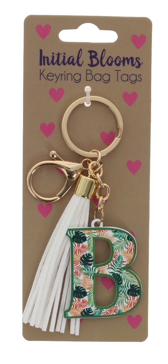 Initial Blooms Letter Keyring – Floral Tassel Bag Tag - Everything Party