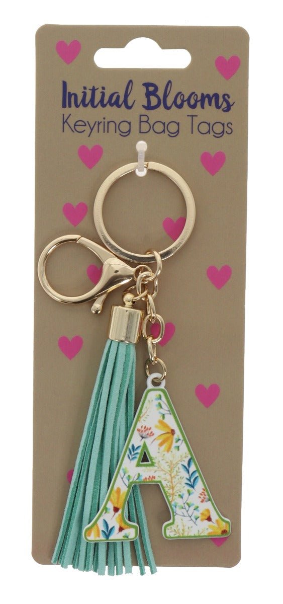 Initial Blooms Letter Keyring – Floral Tassel Bag Tag - Everything Party