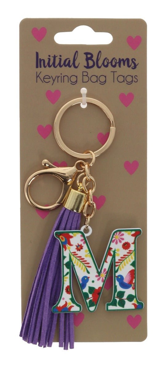 Initial Blooms Letter Keyring – Floral Tassel Bag Tag - Everything Party