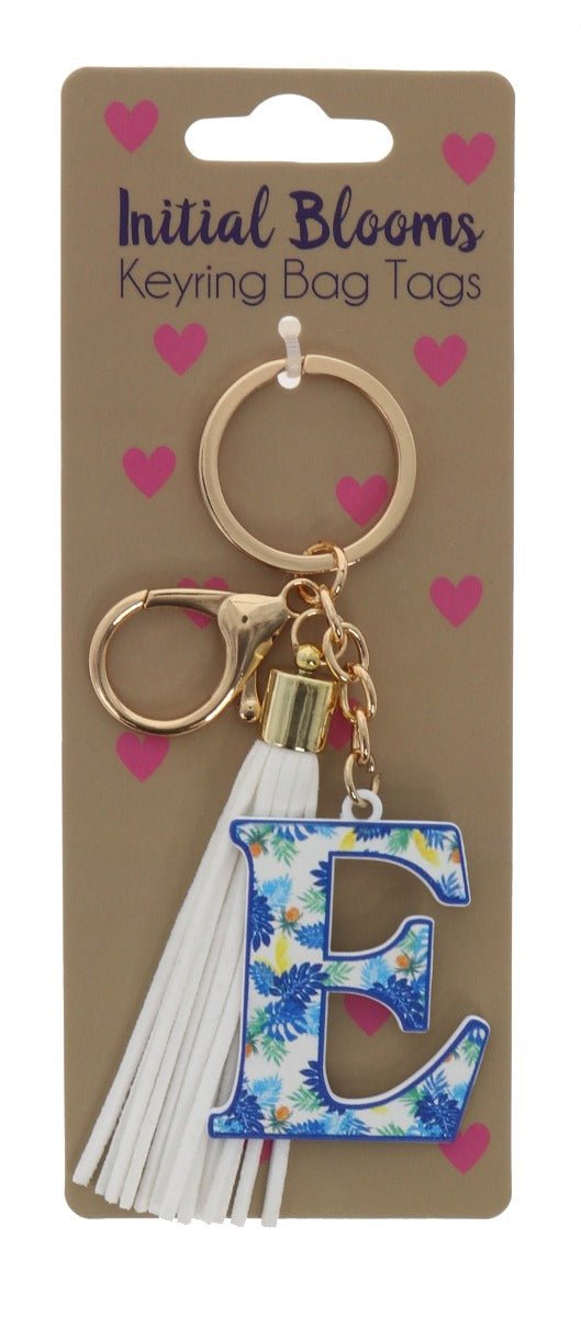 Initial Blooms Letter Keyring – Floral Tassel Bag Tag - Everything Party