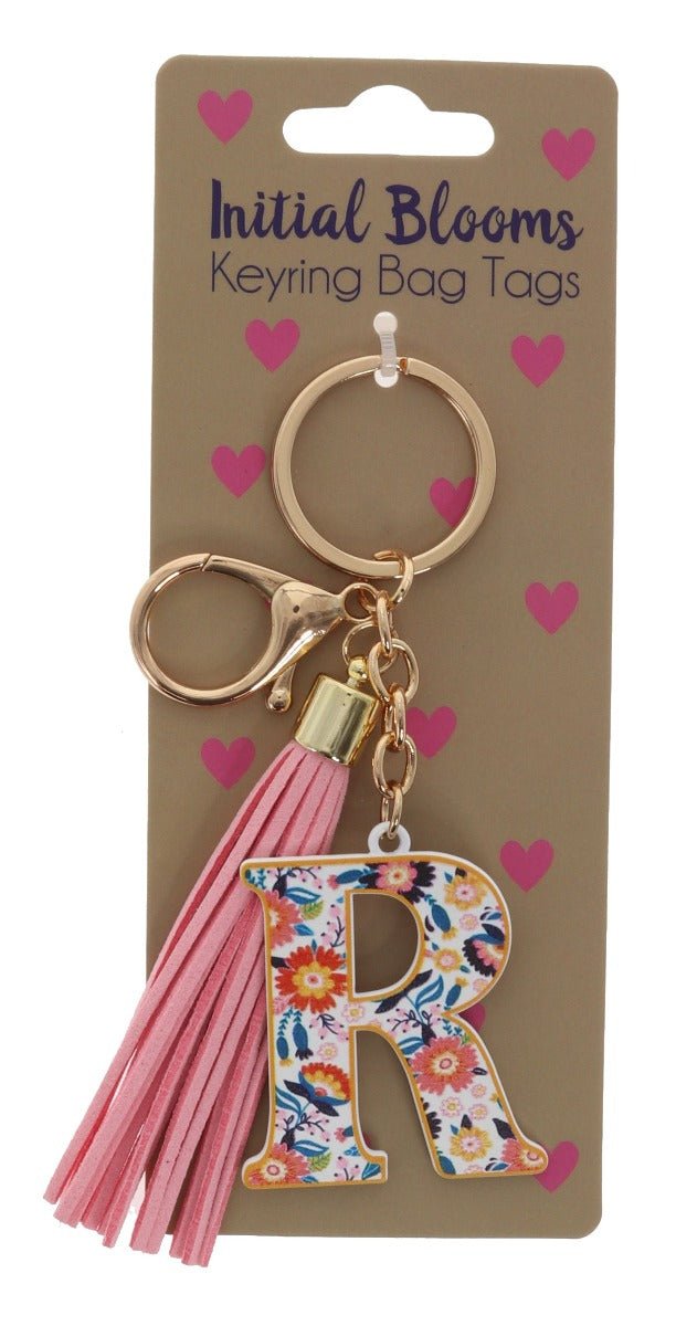 Initial Blooms Letter Keyring – Floral Tassel Bag Tag - Everything Party