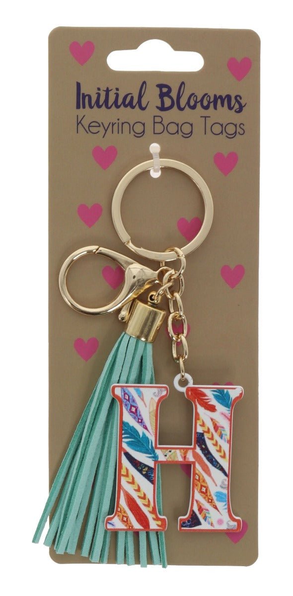 Initial Blooms Letter Keyring – Floral Tassel Bag Tag - Everything Party
