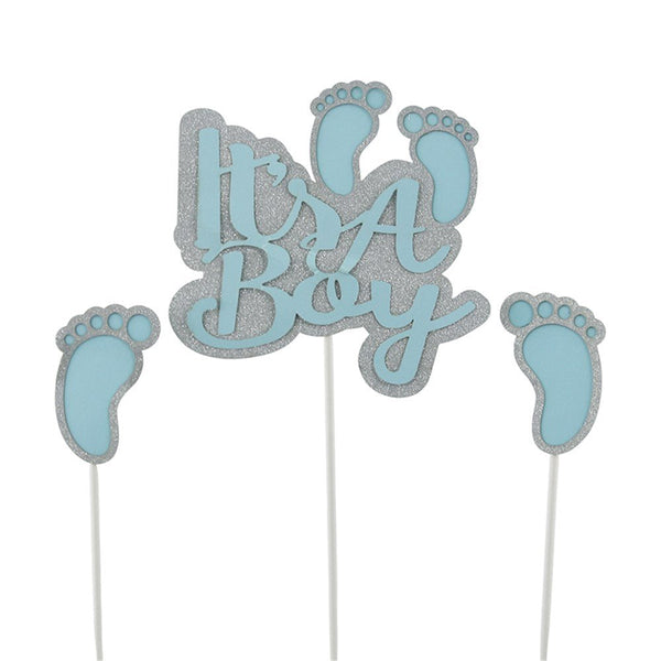 It's a Boy Blue Glitter Cake Topper - Everything Party