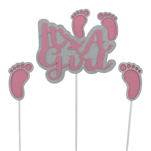 It's a Girl Pink Glitter Cake Topper - Everything Party