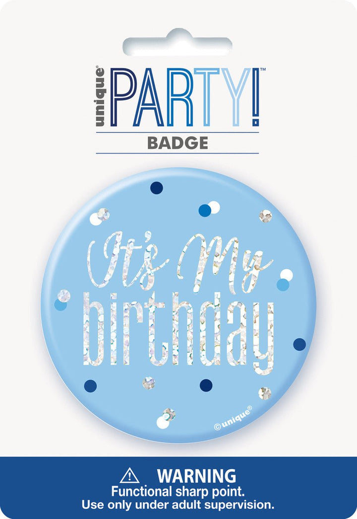 It's My Birthday Glitz Blue Badge - Everything Party